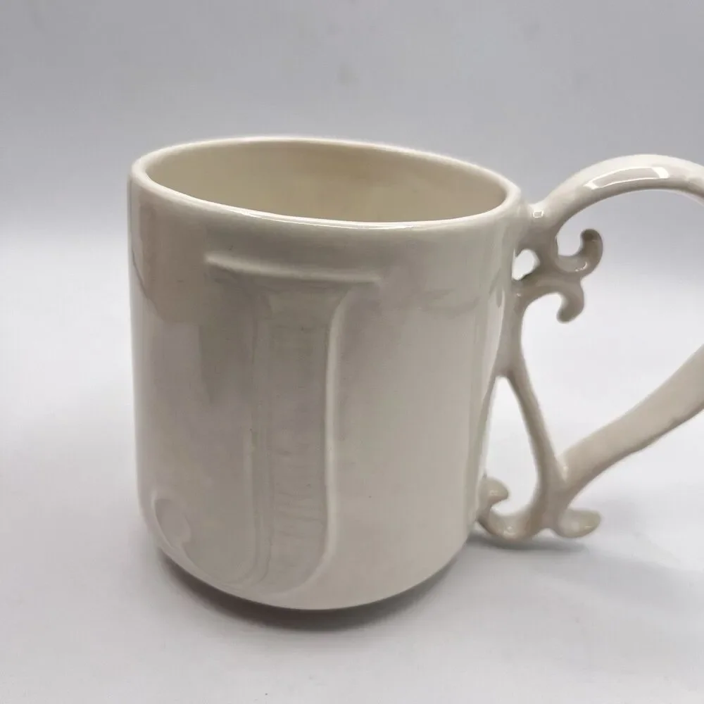 Pottery Barn A-Z Alphabet Mug Embossed Texture 